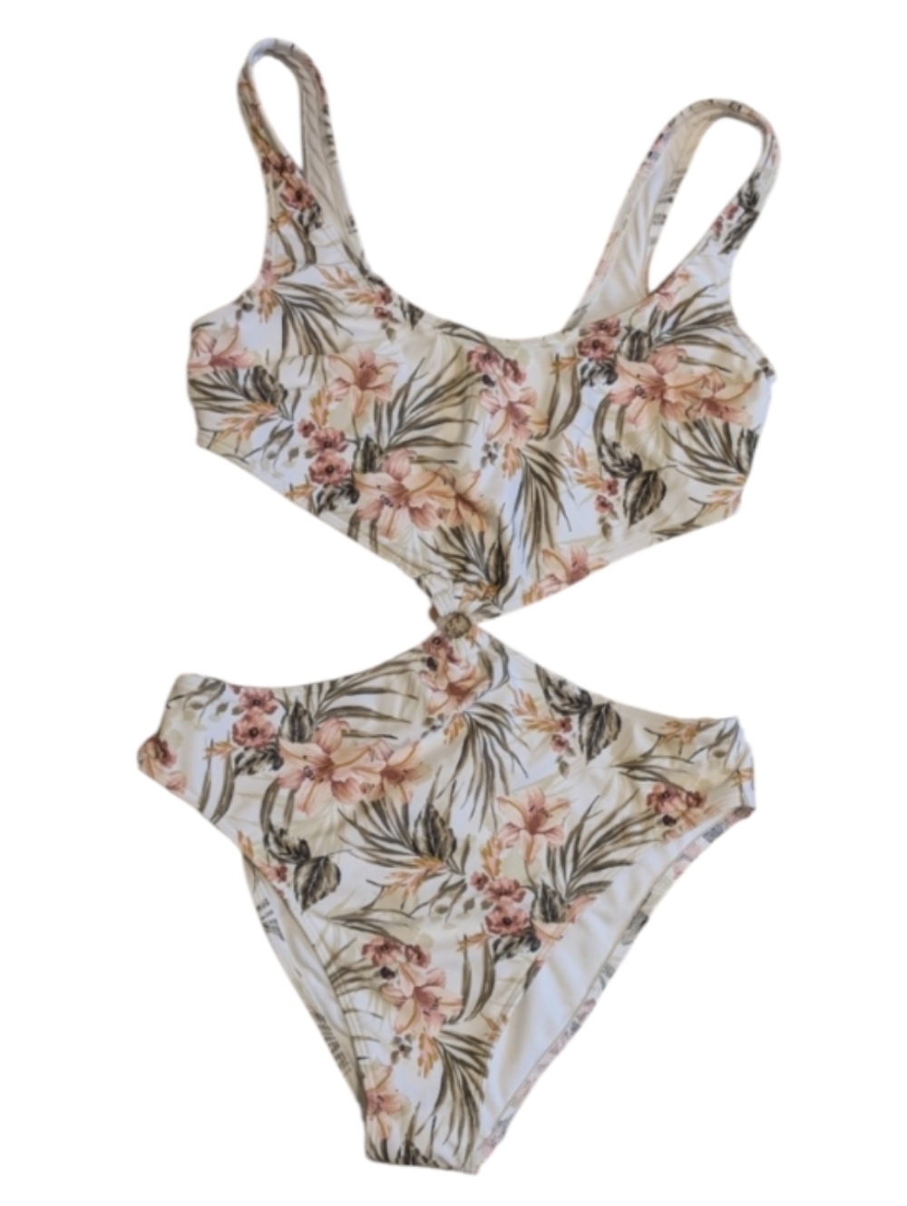 Abercrombie & Fitch Cream Floral Cutout One-Piece Swimsuit